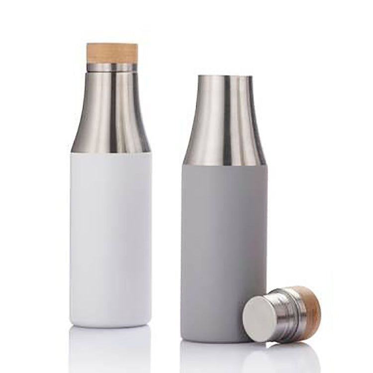 Women double-walled stainless steel drinking bottle with bamboo lid Stornfield