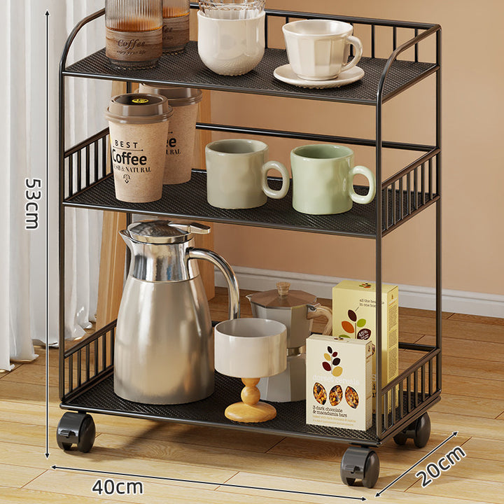 Compact Two-Tier Mesh Serving & Utility Cart with Locking Swivel Casters