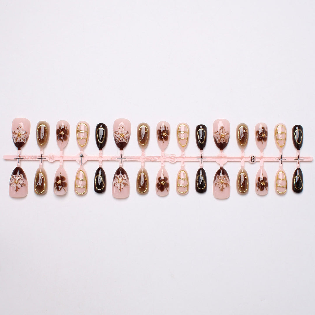 Artistic Floral Nail Art Press-On Set Stornfield