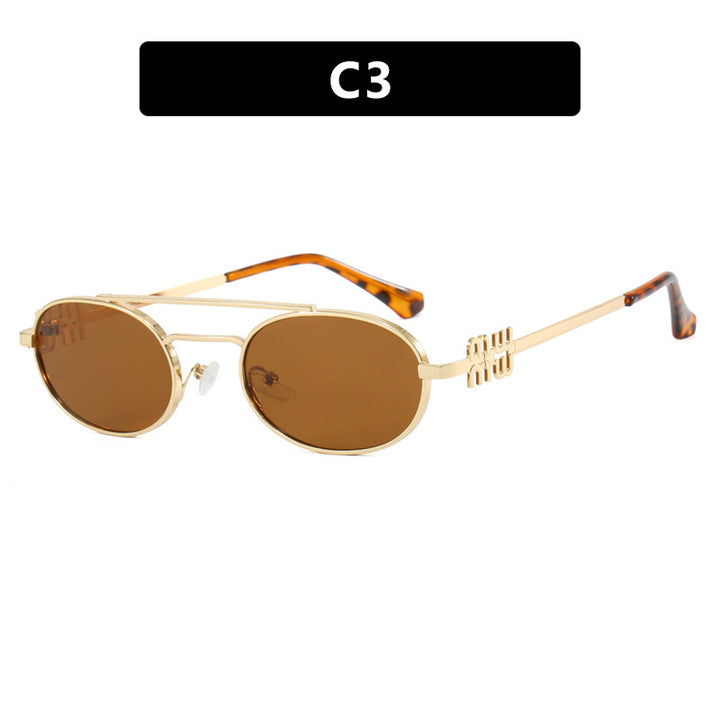 Women's elegant oval sunglasses with luxurious metal frame Stornfield