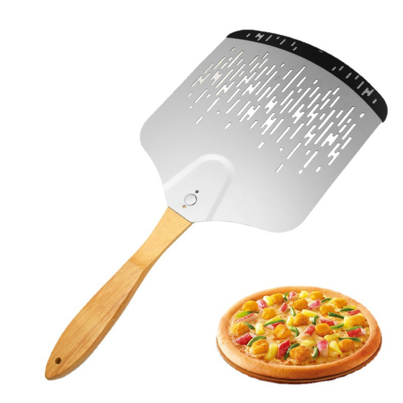 Perforated Stainless Steel Pizza Peel with Ergonomic Wooden Handle Stornfield