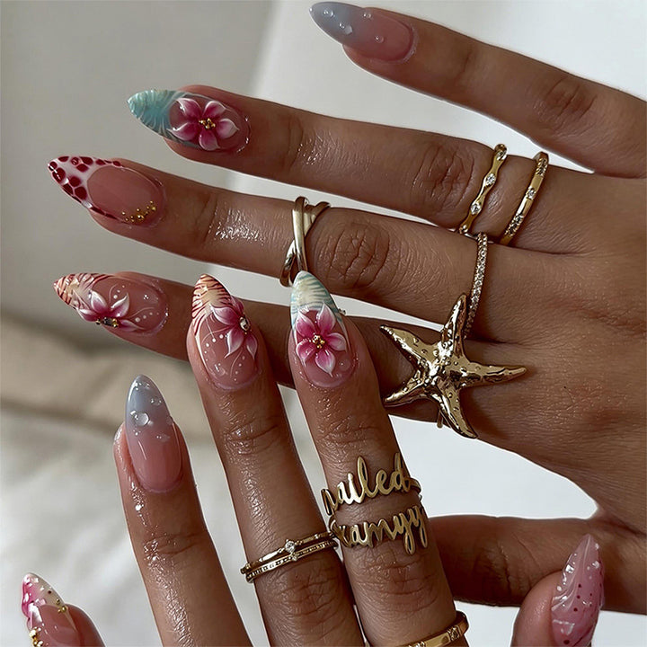 Artificial Nail Set with Floral and Glittering Accents Stornfield