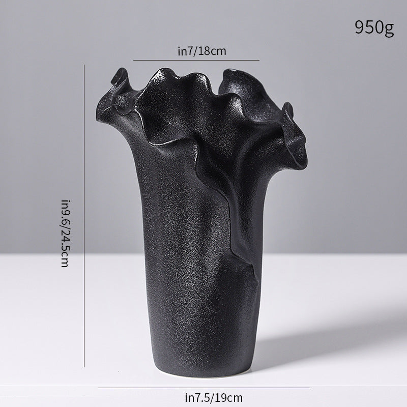 Decorative Sculptural Black Ceramic Vase Stornfeild