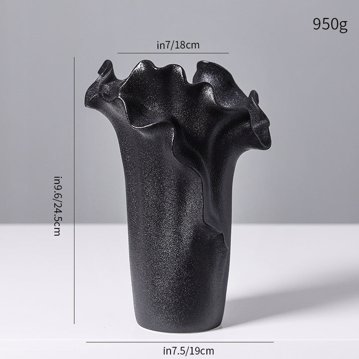 Decorative Sculptural Black Ceramic Vase Stornfeild