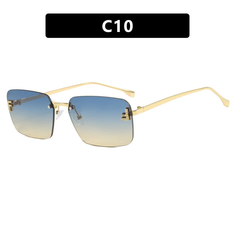 Ladies square sunglasses with elegant golden frame and stylish lenses Stornfield