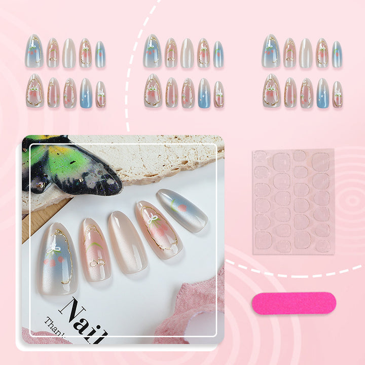 Decorative Floral Press-On Nail Design