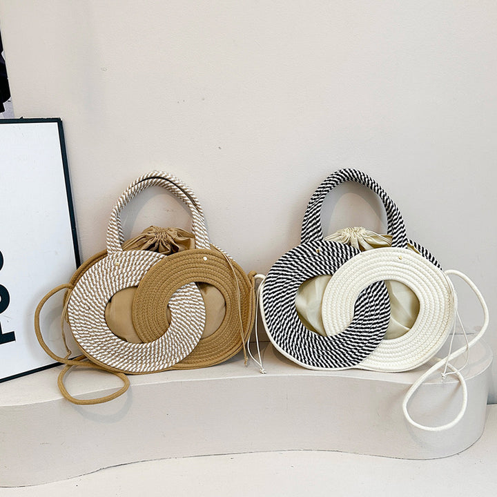 Artistic Dual-Circle Handled Tote Bag