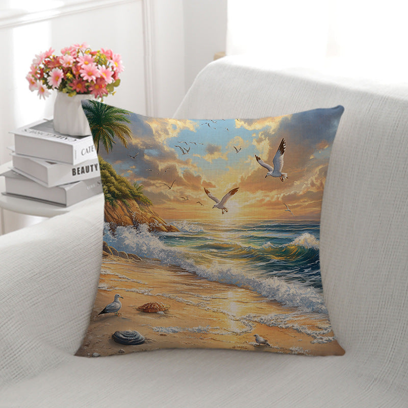 Coastal Scene Decorative Pillow