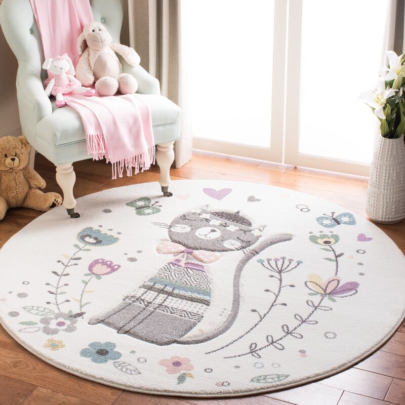 Playful Airplane-Themed Round Area Mat Stornfield