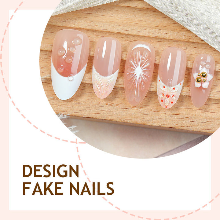 Artificial nail set with creative flower and pearl design Stornfield