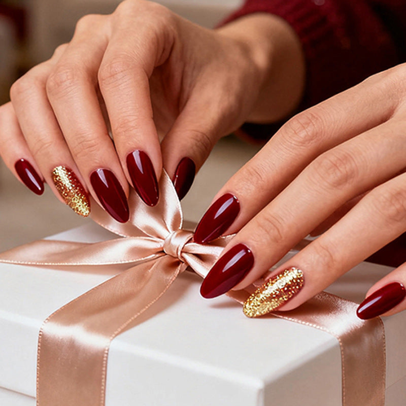 Acrylic nail set with extravagant glitter and classic design Stornfield