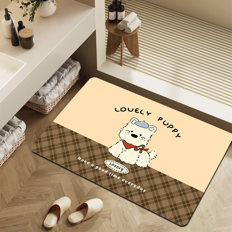 Cartoon Dinosaur-Themed Bathroom Mat