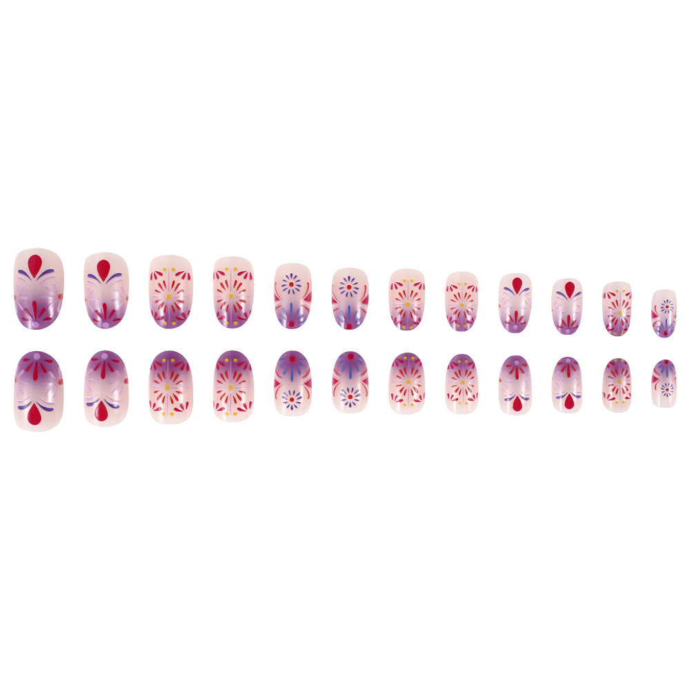 Decorative Floral Design Press-On Nails Stornfield