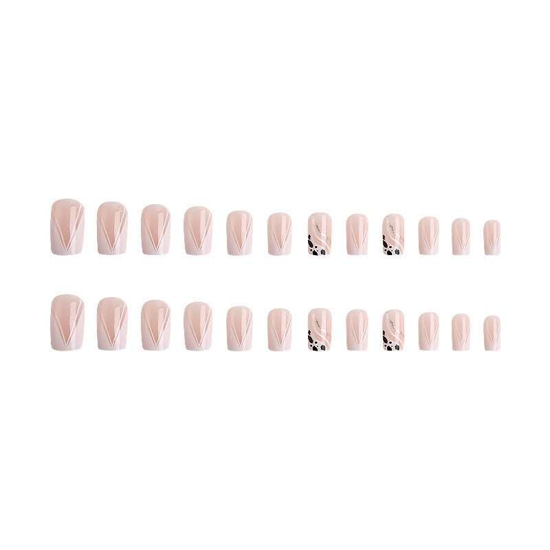 Artificial nails with elegant French design and glitter details Stornfield