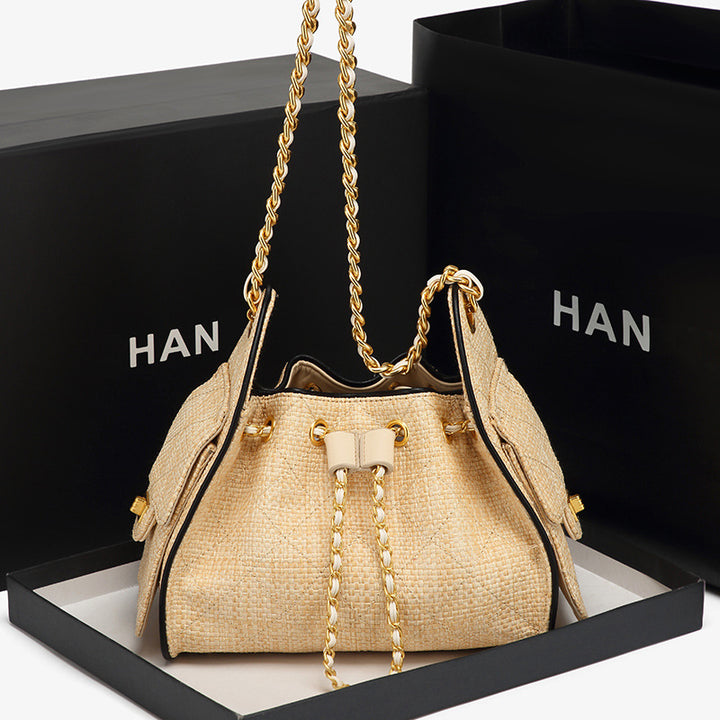 Quilted Drawstring Bucket Handbag