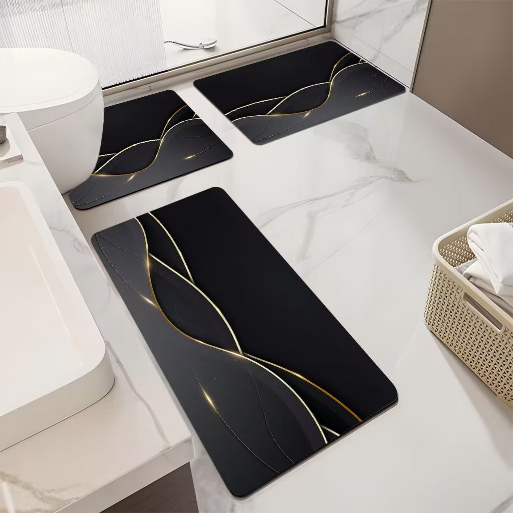 Luxurious Marble Pattern Bath Mat Set Stornfield