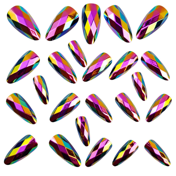 Shiny Stiletto Fake Nails with Diamond Surface Texture Stornfield