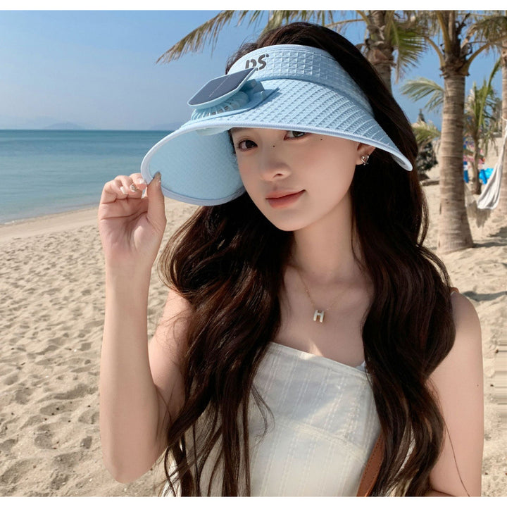 adjustable sun visor with integrated mini fan and UV protection Stornfield
