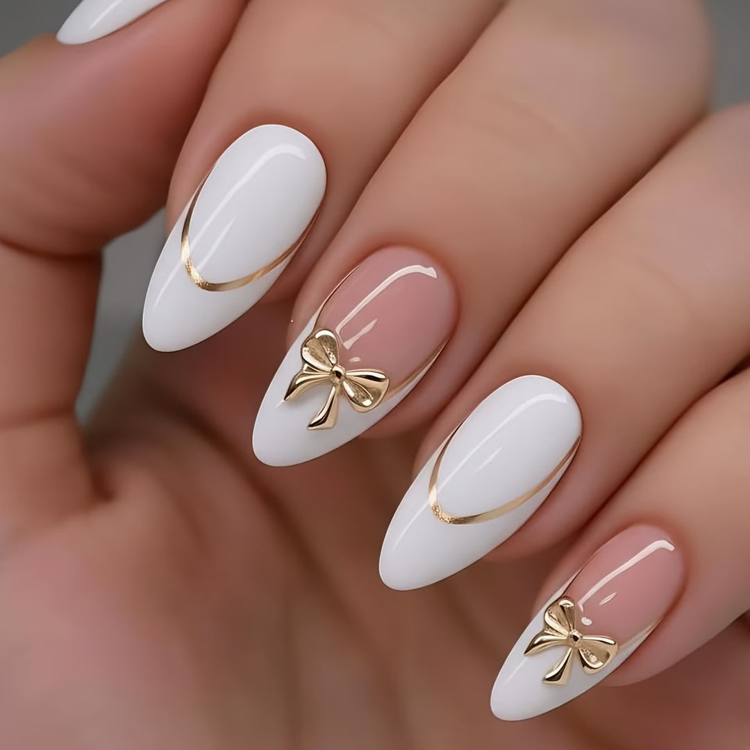 Elegant Stiletto Nail Art Extensions with Decorative Bow Stornfield