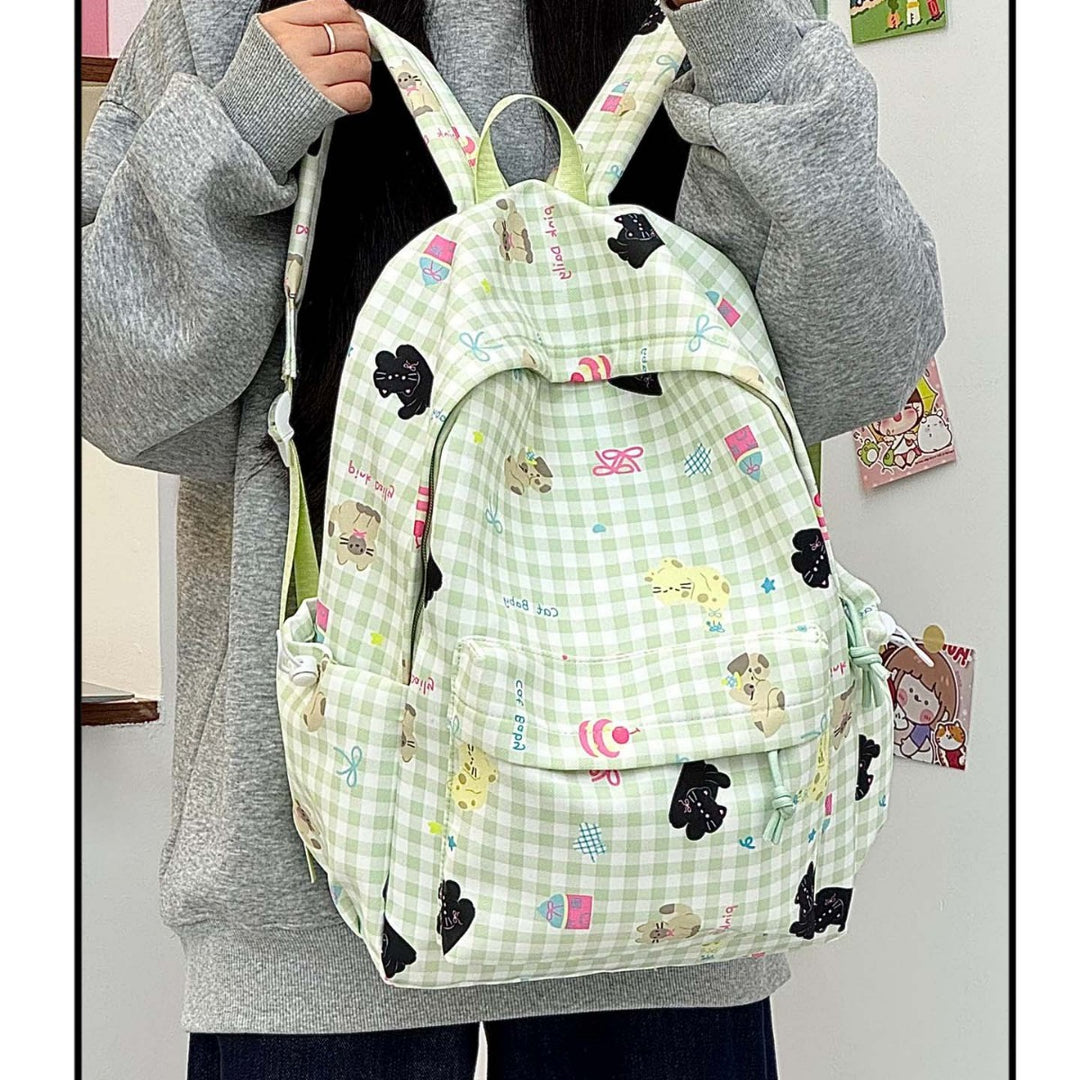Backpack with Creative Checkered Pattern and Playful Appliqués Stornfield