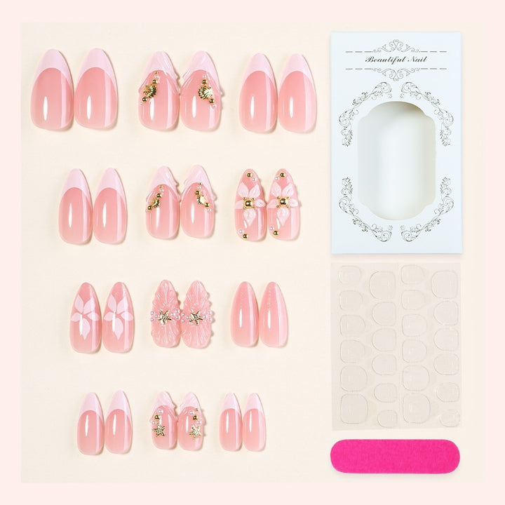 Acrylic nail set with playful romantic designs Stornfield