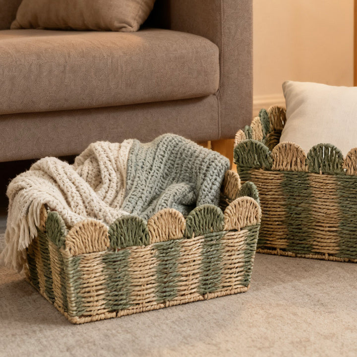 Handcrafted decorative basket with wave edge Stornfield