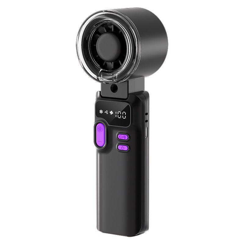Cooling rechargeable handheld digital display misting mini fan with adjustable tilt and USB-C charging Stornfield
