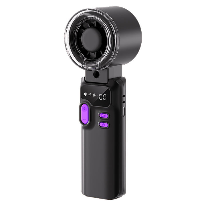 Cooling rechargeable handheld digital display misting mini fan with adjustable tilt and USB-C charging Stornfield
