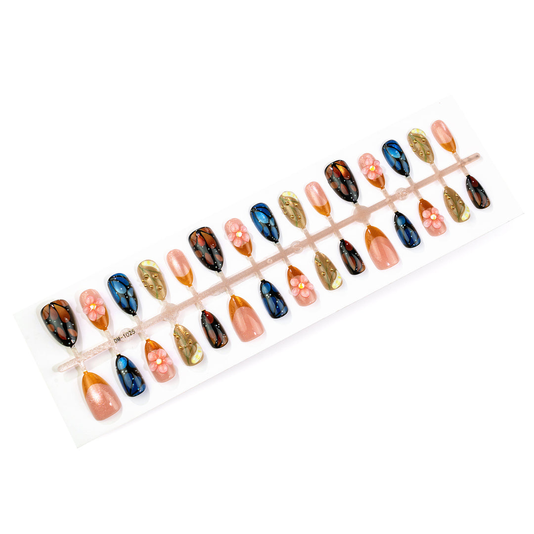Artistic Floral 3D Press-On Nail Art Set Stornfield