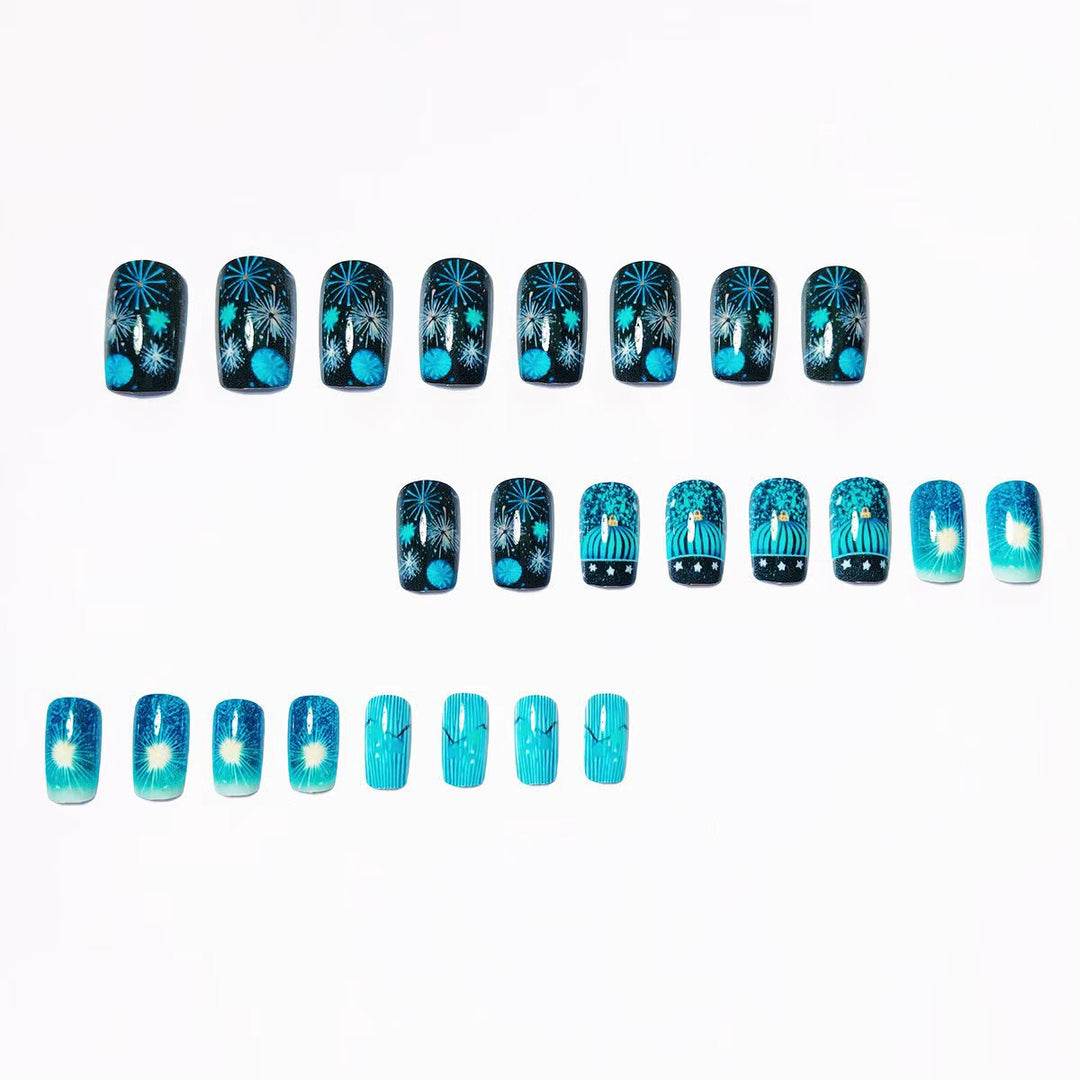 Artificial nails with festive fireworks design Stornfield
