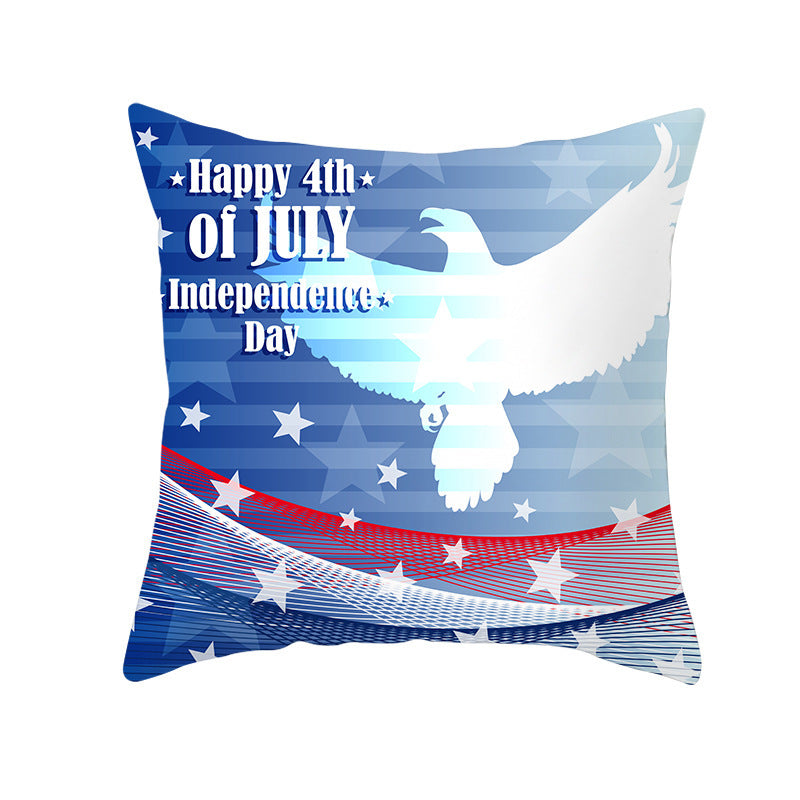 Patriotic Independence Day Cotton Canvas Throw Pillow Cover