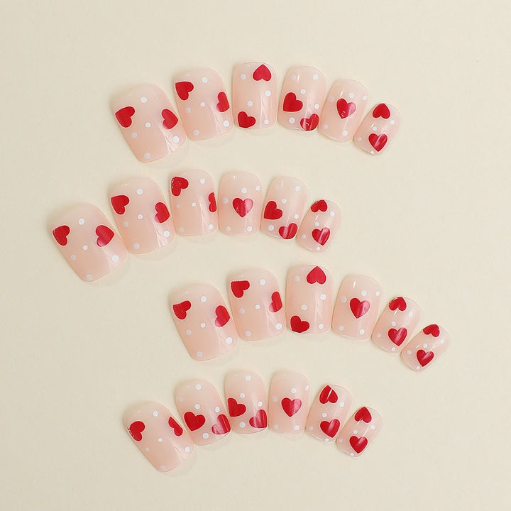 Nail art set with playful heart design Stornfield