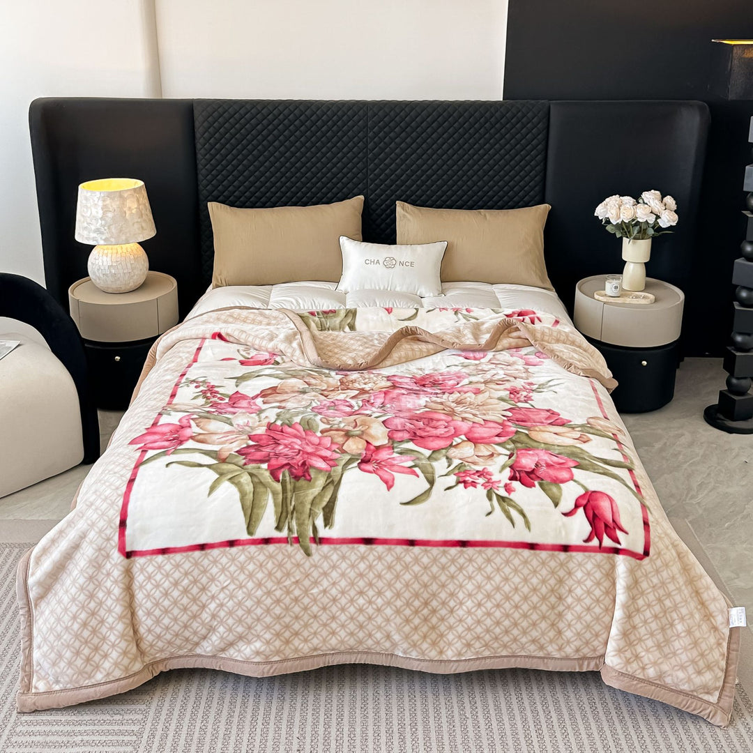 Floral Patterned Fleece Throw Blanket Stornfield