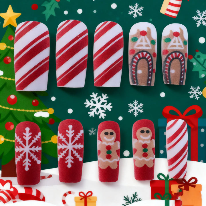 Festive Holiday-Themed Acrylic Nail Art Enhancements Stornfield