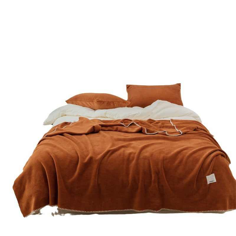 Luxury Waffle-Texture Plush Throw Blanket