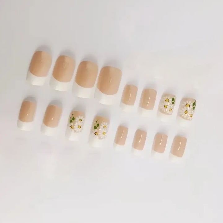 Floral French Tip Nail Art Enhancements Stornfield