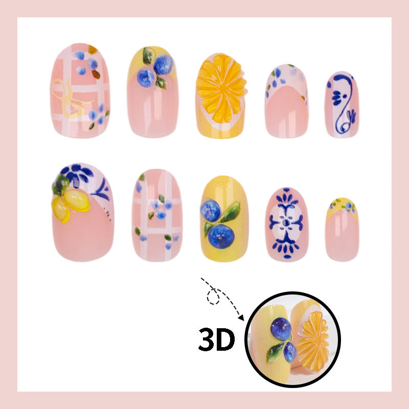 Nail art set with elegant fruit and flower patterns Stornfield