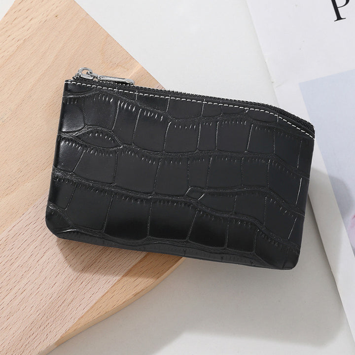Textured Leather Zippered Card Holder