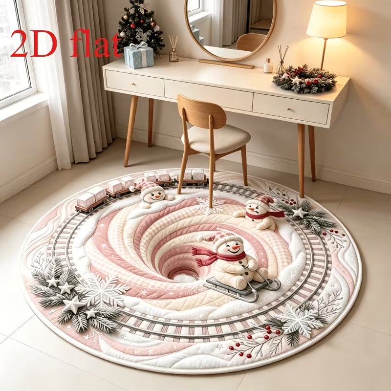 3D Holiday Themed Round Area Rug