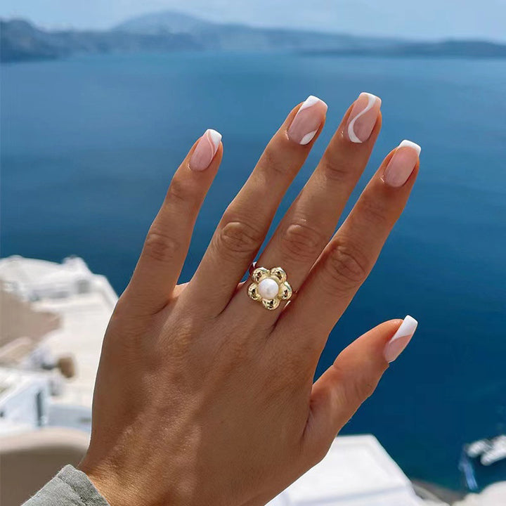 Natural artificial nails with elegant French design Stornfield