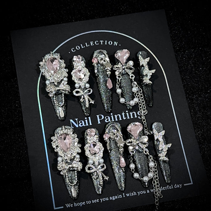 Glamorous Bejeweled Press-On Nail Set