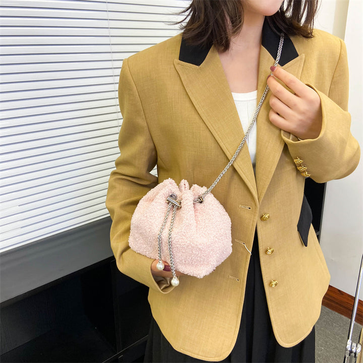 Textured Drawstring Handbag