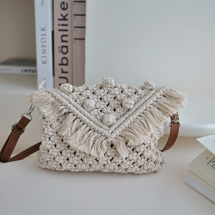 Handmade Fashion Crossbody Bag with Fringes and Decorative Accents Stornfield