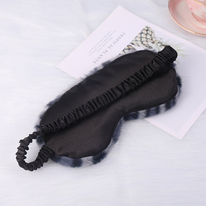 Women's luxury faux fur sleep mask with leopard print, extra soft padding and elastic comfort band Stornfield