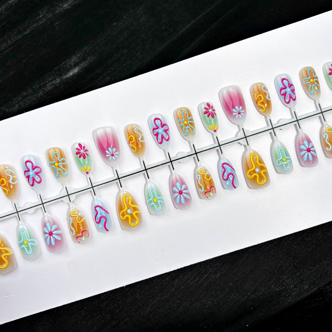 Colorful Decorative Press-On Nail Set