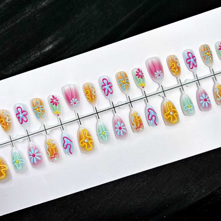 Colorful Decorative Press-On Nail Set