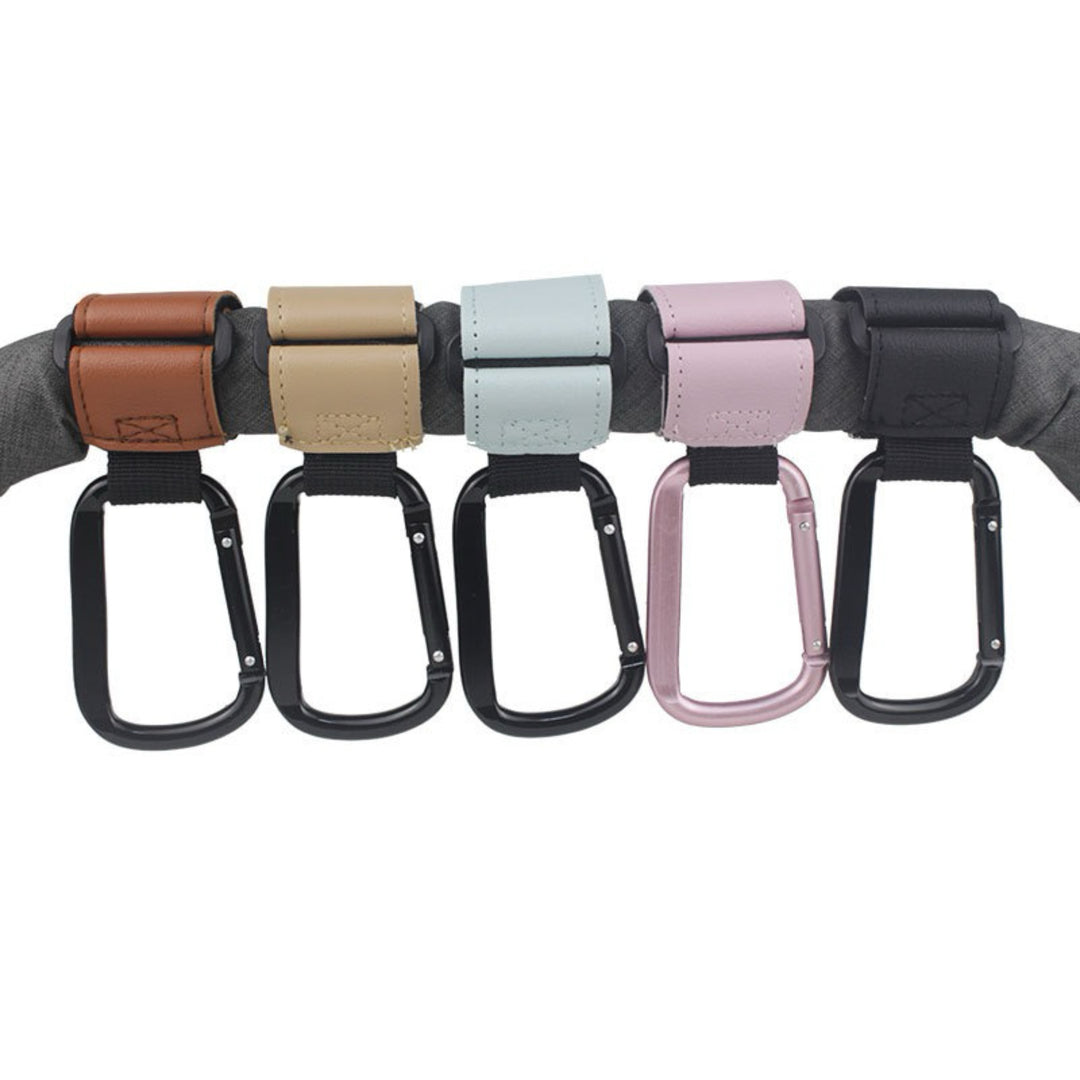 Heavy-Duty Leather Loop Stroller and Bag Carabiner Hook