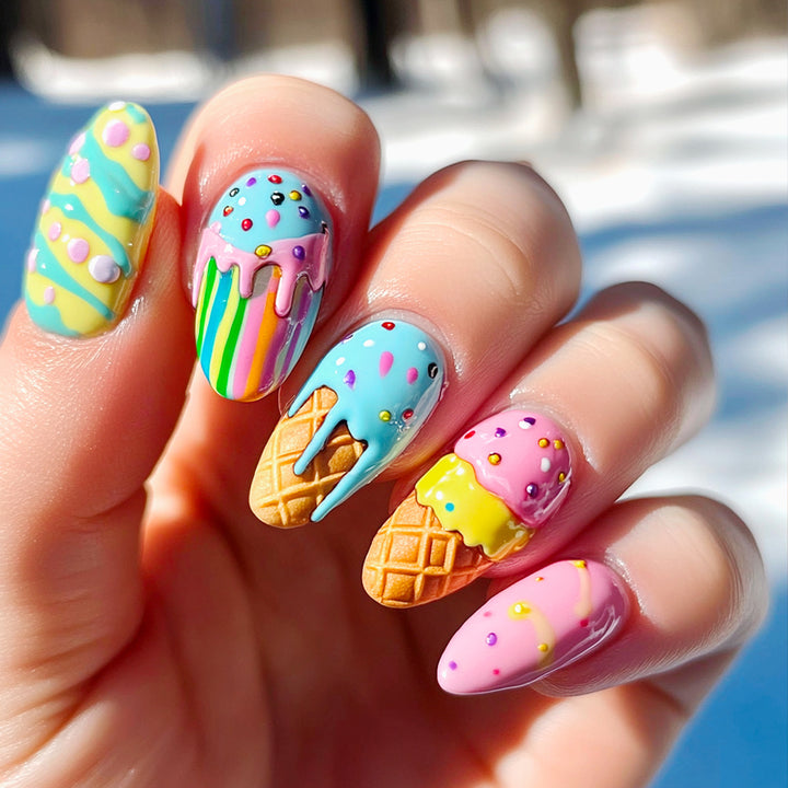 Artistic nail art in ice cream design Stornfield