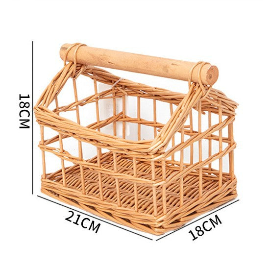 Handcrafted storage basket with wooden handle Stornfield