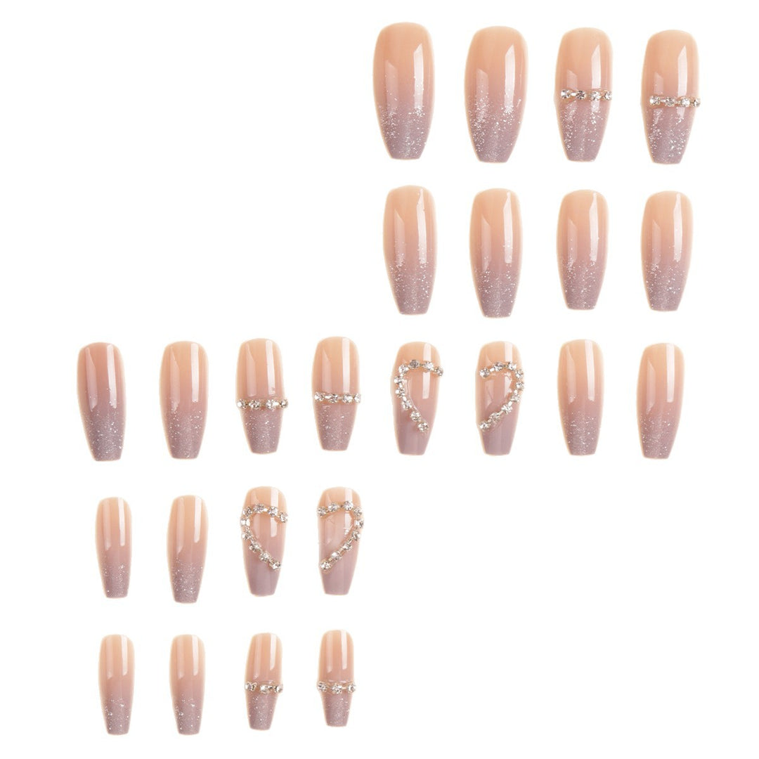 Heart-Shaped Rhinestone Press-On Nail Art Stornfield